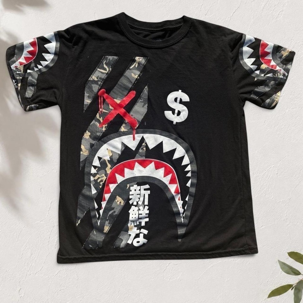 Fresh Laundry Y2K Graphic Tee Bundle Neon Shark Streetwear Black Sizes M L